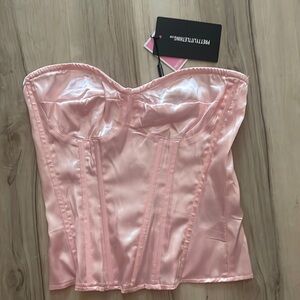 Pastel pink satin corset
